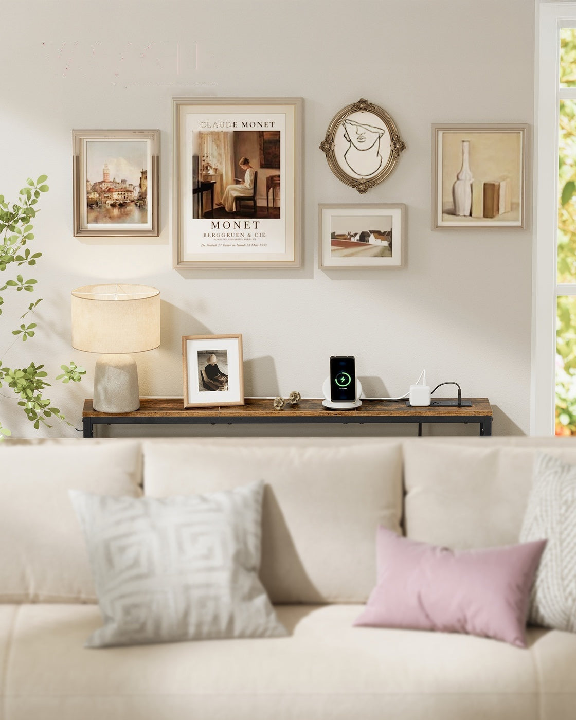 Slim Console Table With Power Outlet And Hook - product photo 08