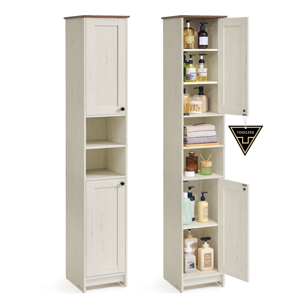 Slim Freestanding Storage Cabinet With Adjustable Shelves, Narrow Unit - product photo 08