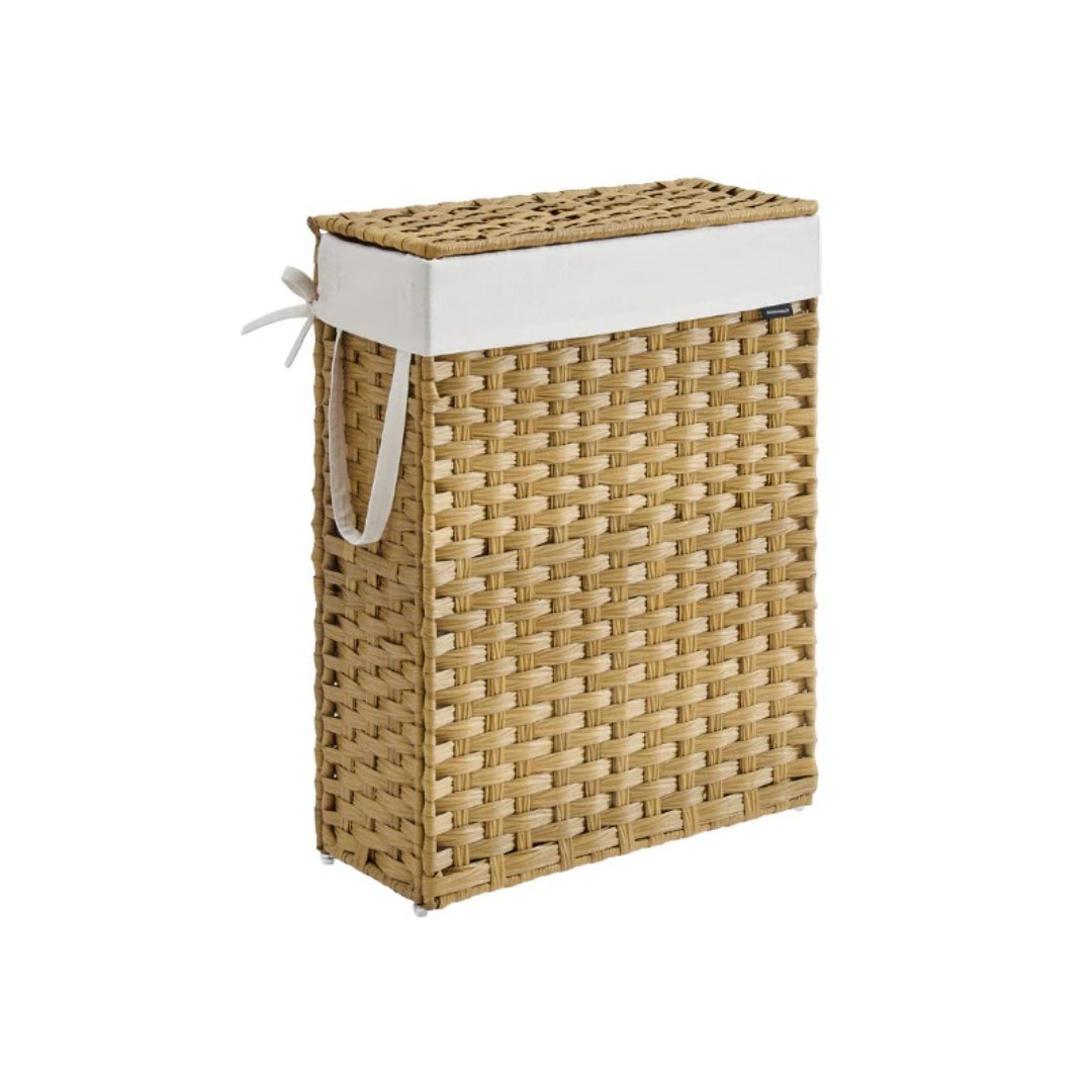 Slim Laundry Hamper With Lid 14.5 Gallon Rattan Basket – product view 1 | Ridgefield Furniture