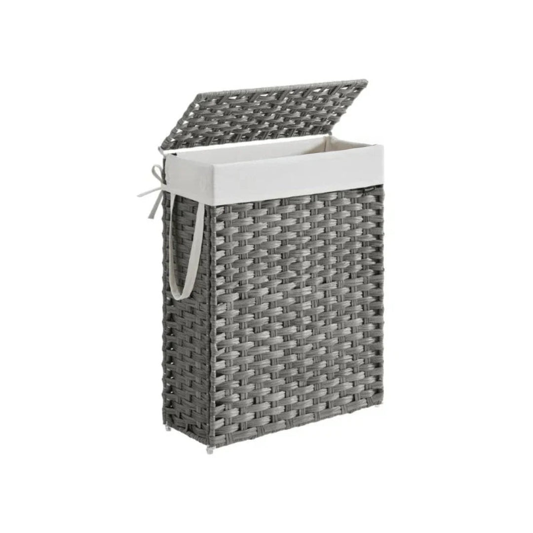 Slim Laundry Hamper With Lid 14.5 Gallon Rattan Basket – product view 2 | Ridgefield Furniture