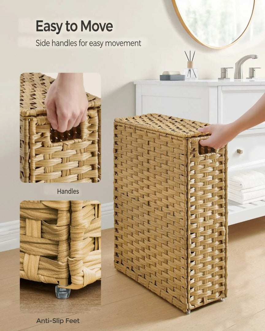 Slim Laundry Hamper With Lid 14.5 Gallon Rattan Basket – product view 6 | Ridgefield Furniture