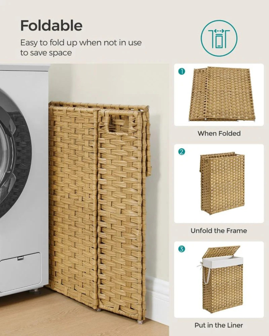 Slim Laundry Hamper With Lid 14.5 Gallon Rattan Basket – product view 7 | Ridgefield Furniture