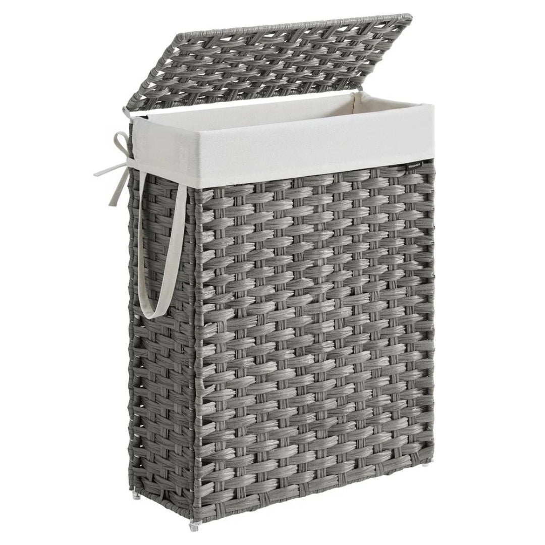 Slim Laundry Hamper With Lid 14.5 Gallon Rattan Basket – product view 8 | Ridgefield Furniture