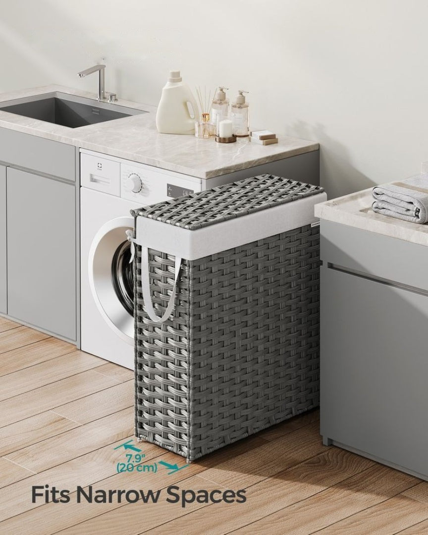 Slim Laundry Hamper With Lid 14.5 Gallon Rattan Basket – product view 9 | Ridgefield Furniture