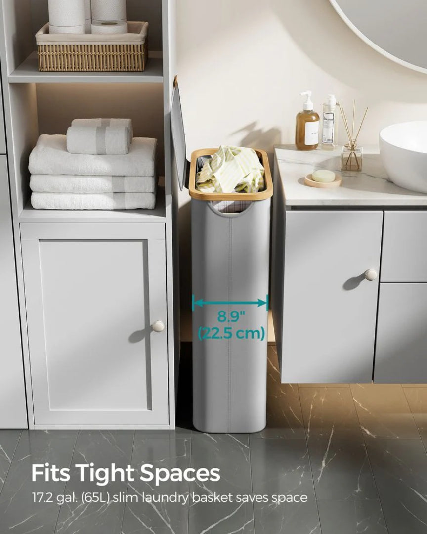 Slim Laundry Hamper With Lid 34.3 Gallon 2 Section Sorter – product view 16 | Ridgefield Furniture
