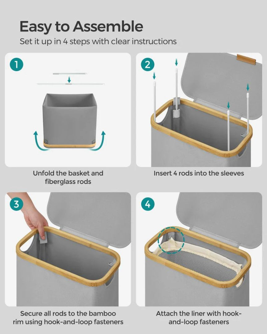 Slim Laundry Hamper With Lid 34.3 Gallon 2 Section Sorter – product view 21 | Ridgefield Furniture