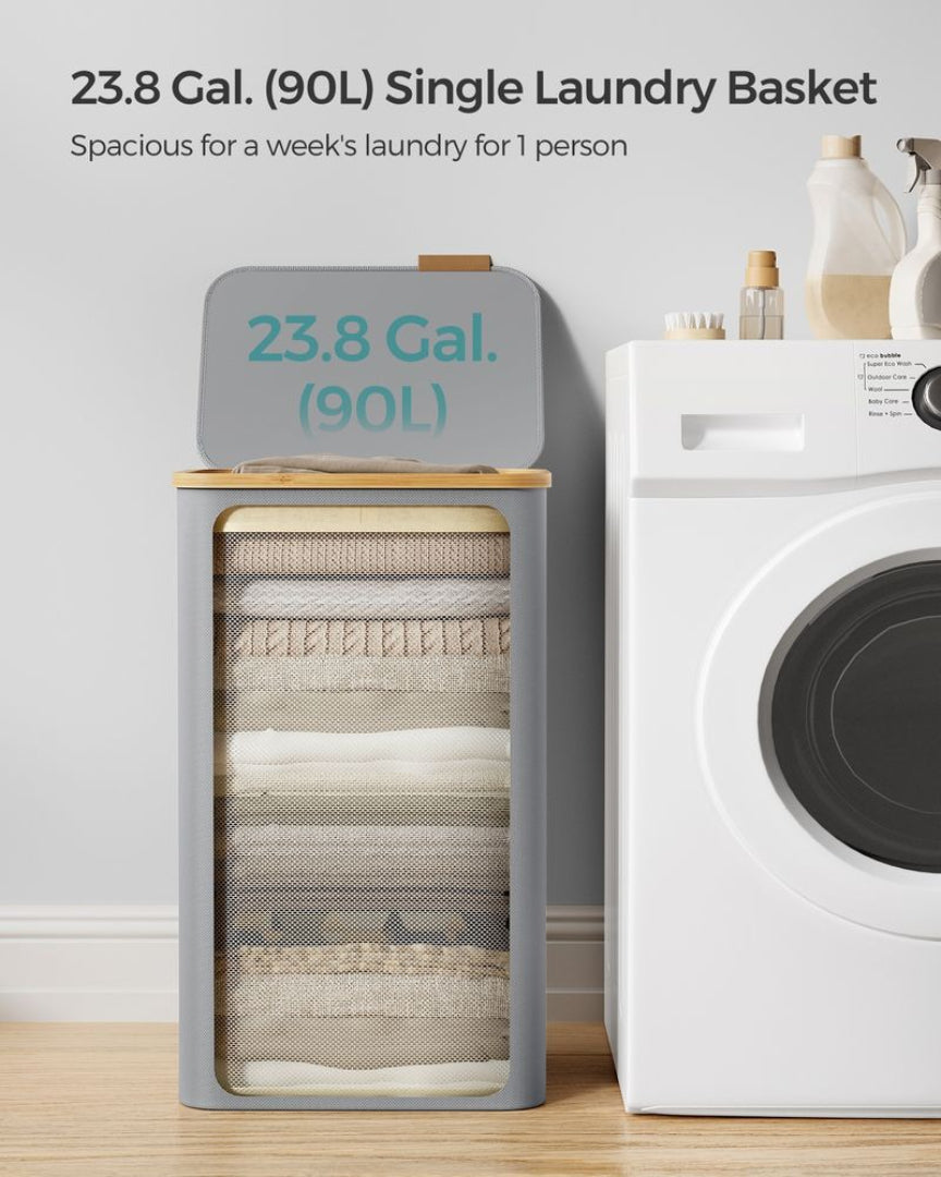Slim Laundry Hamper With Lid 34.3 Gallon 2 Section Sorter – product view 23 | Ridgefield Furniture