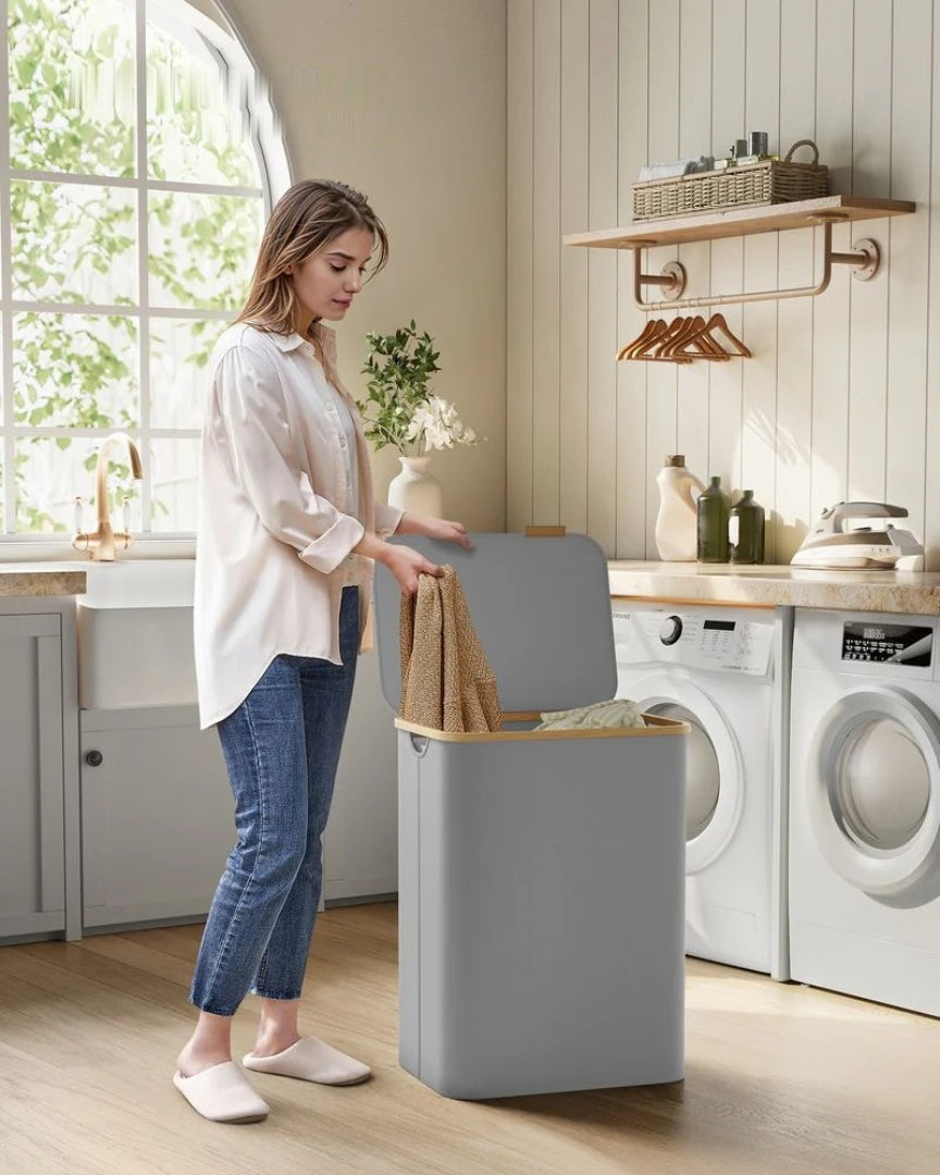 Slim Laundry Hamper With Lid 34.3 Gallon 2 Section Sorter – product view 24 | Ridgefield Furniture