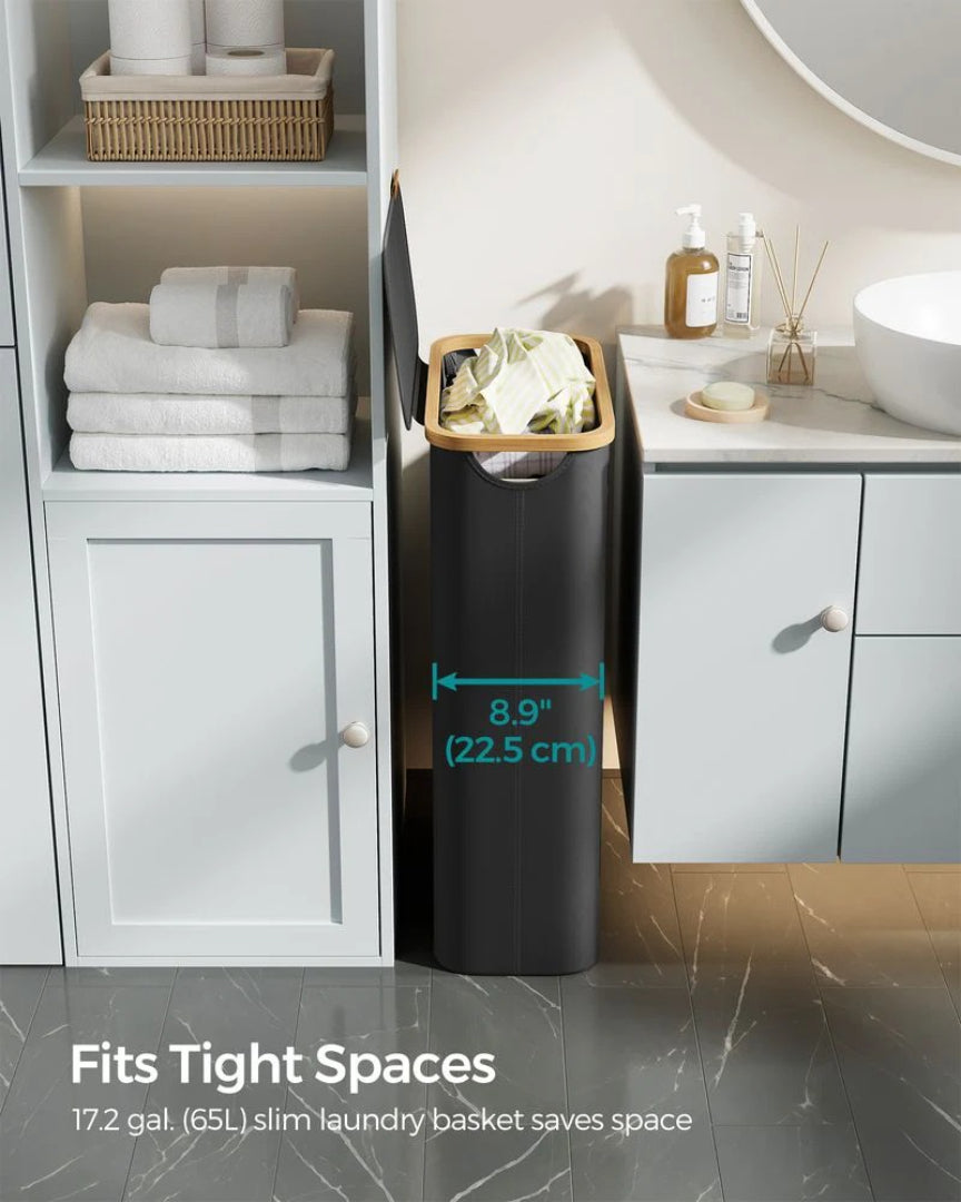 Slim Laundry Hamper With Lid 34.3 Gallon 2 Section Sorter – product view 27 | Ridgefield Furniture