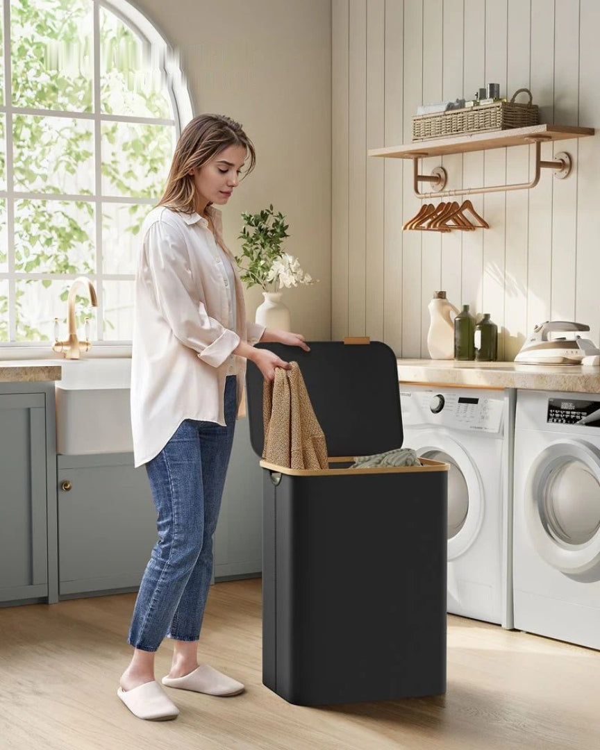 Slim Laundry Hamper With Lid 34.3 Gallon 2 Section Sorter – product view 29 | Ridgefield Furniture