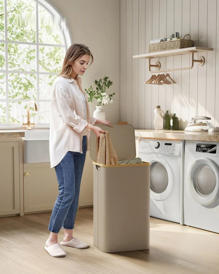 Slim Laundry Hamper With Lid 34.3 Gallon 2 Section Sorter – product view 31 | Ridgefield Furniture