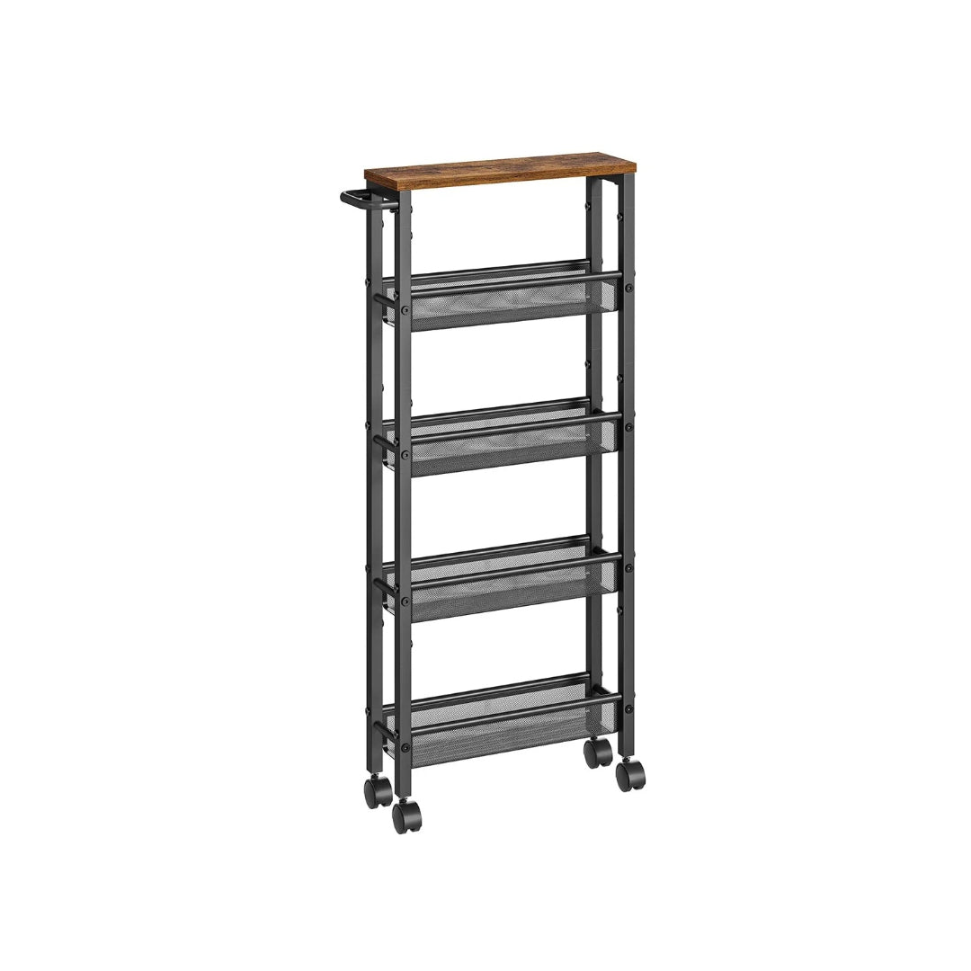 Slim Rolling Storage Cart 4 Or 5 Tier Narrow Utility – product view 7 | Ridgefield Furniture