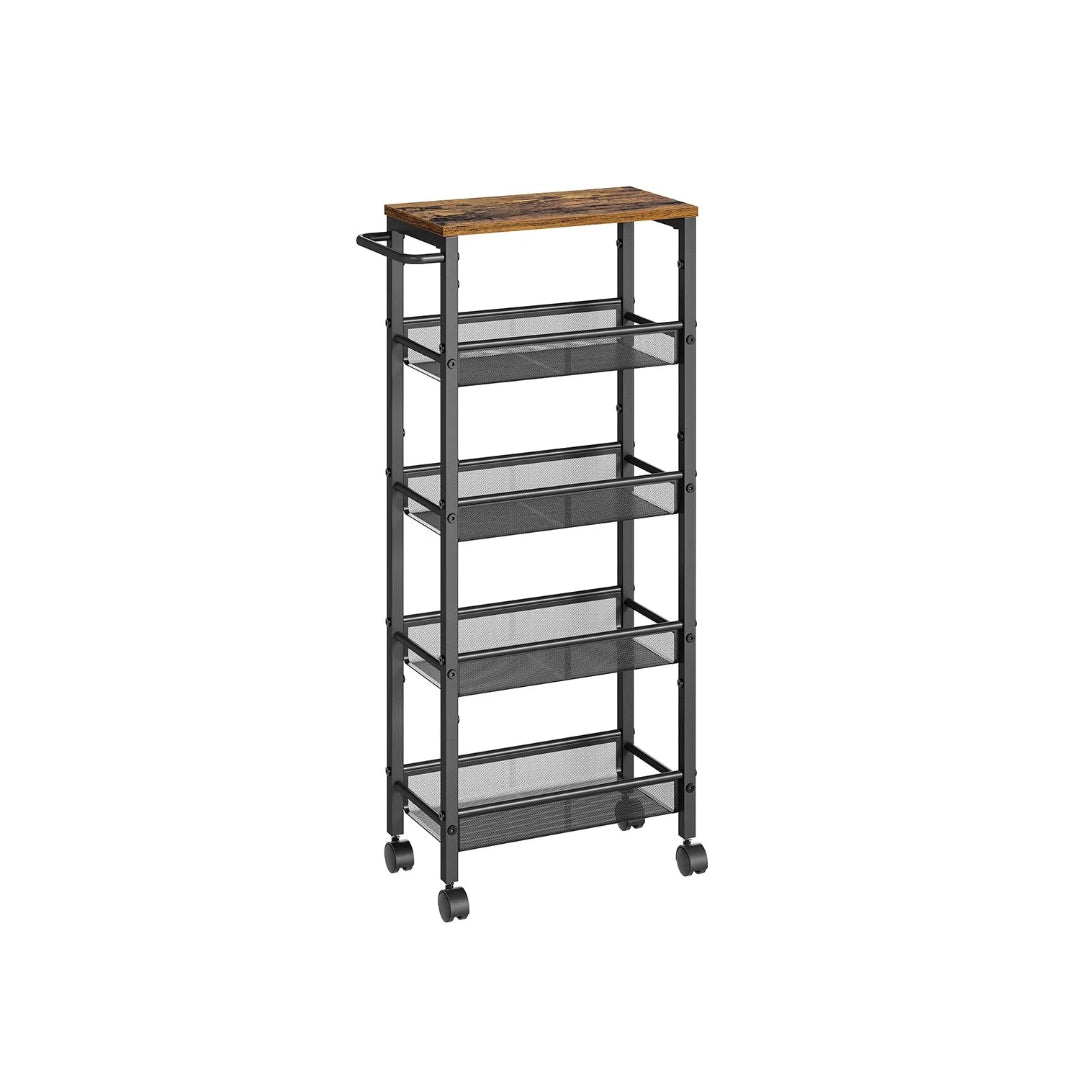 Slim Rolling Storage Cart 4 Or 5 Tier Narrow Utility – product view 9 | Ridgefield Furniture