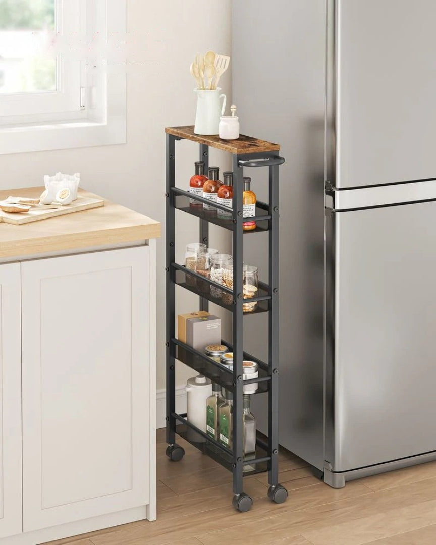 Slim Rolling Storage Cart 4 Or 5 Tier Narrow Utility – product view 21 | Ridgefield Furniture