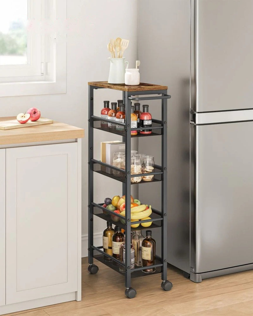 Slim Rolling Storage Cart 4 Or 5 Tier Narrow Utility – product view 25 | Ridgefield Furniture