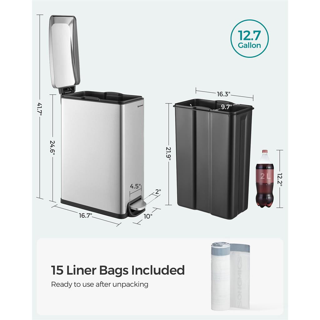Slim Stainless Steel Trash Bin - product photo 06