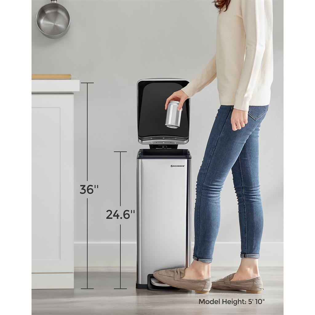 Slim Stainless Steel Trash Bin - product photo 08