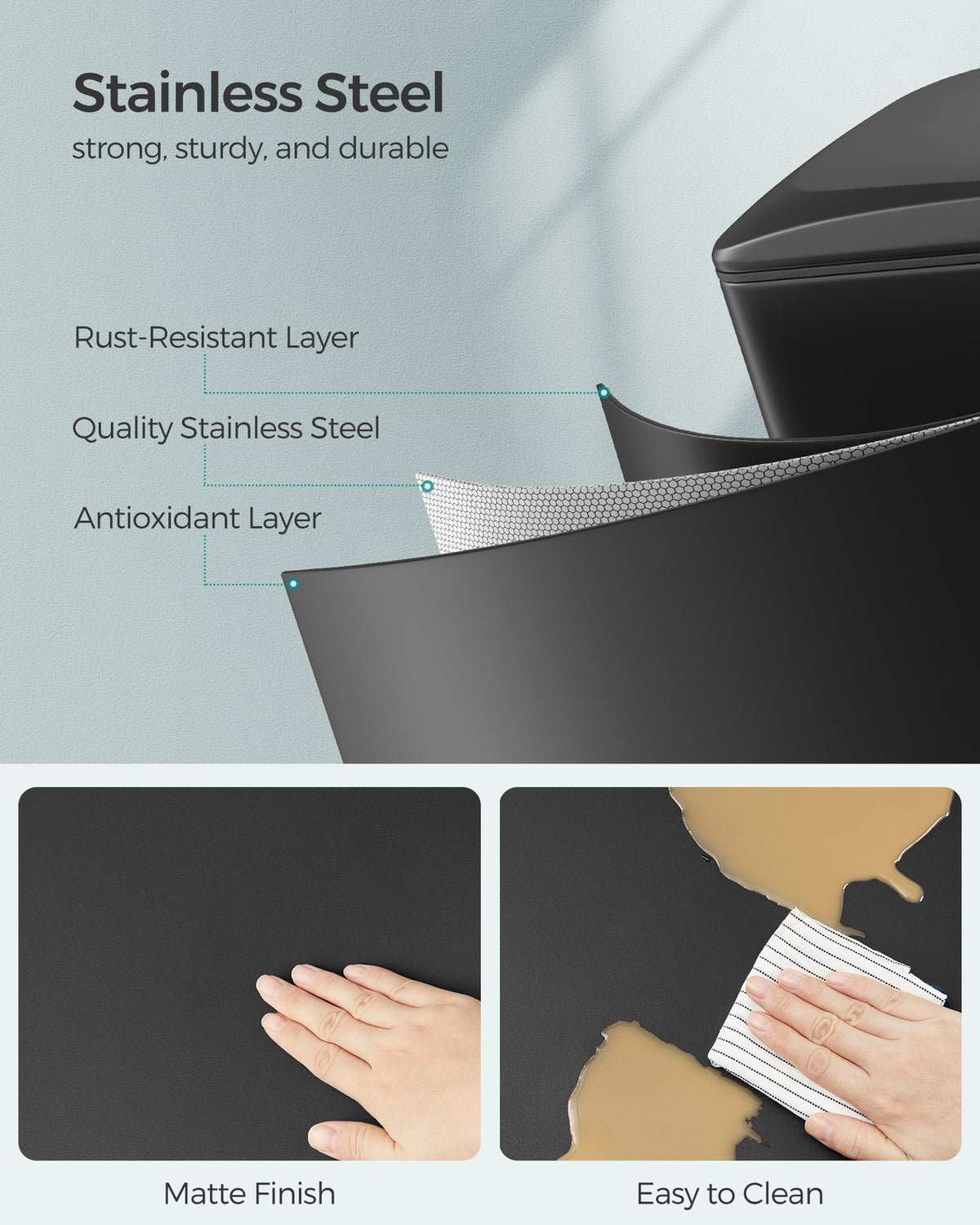 Slim Stainless Steel Trash Bin - product photo 18