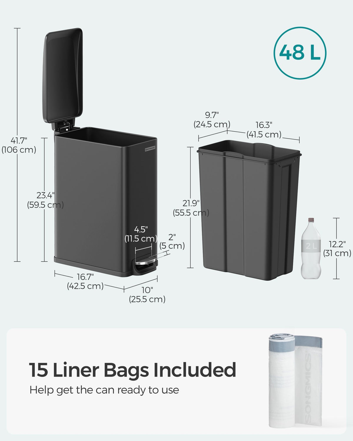 Slim Stainless Steel Trash Bin - product photo 19