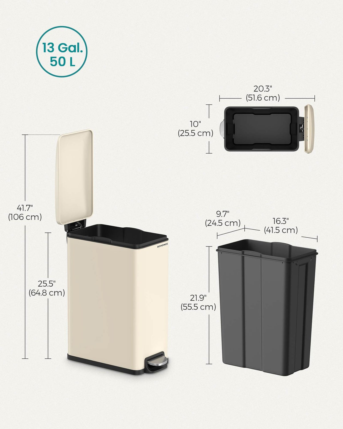 Slim Stainless Steel Trash Bin - product photo 25