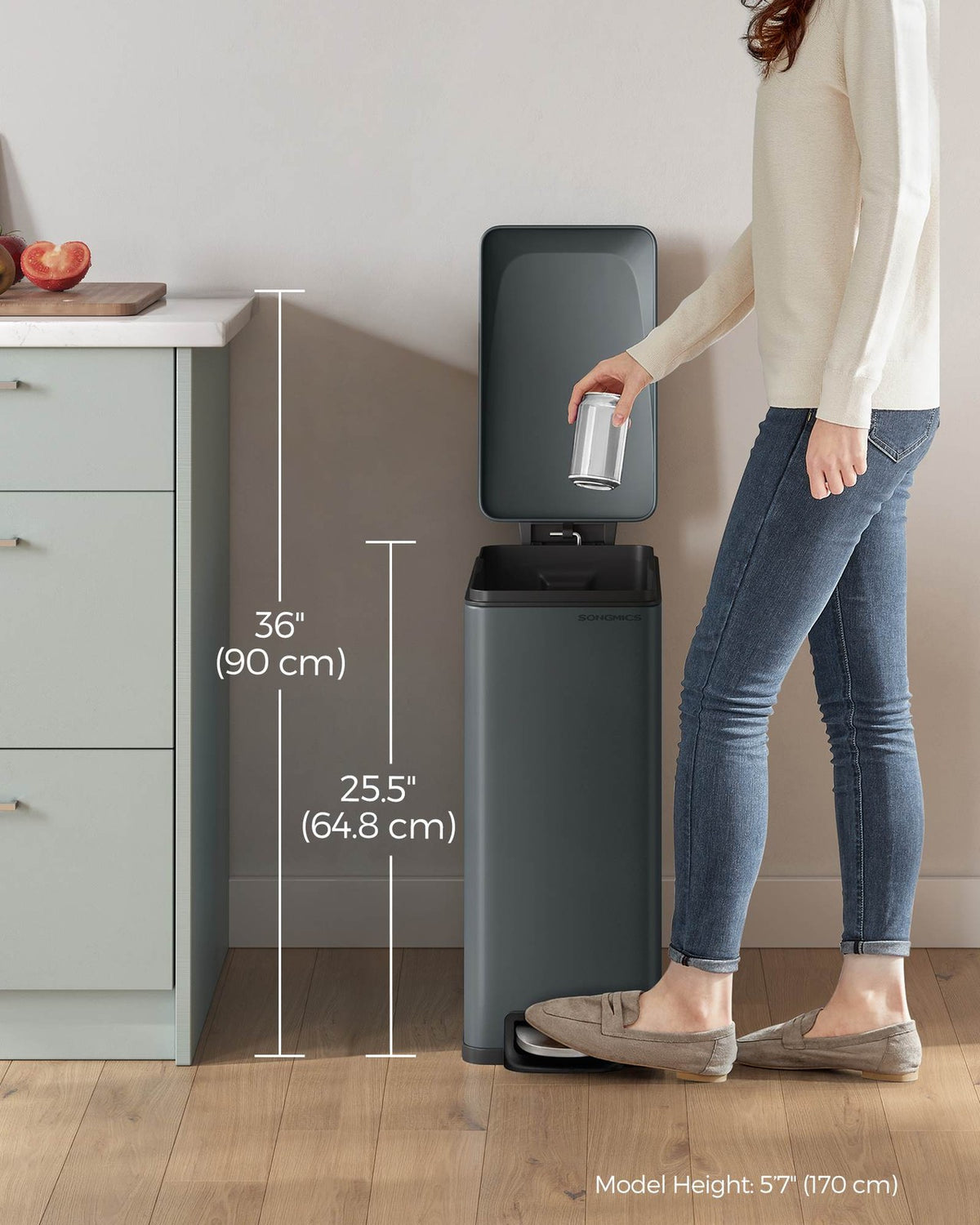Slim Stainless Steel Trash Bin - product photo 32
