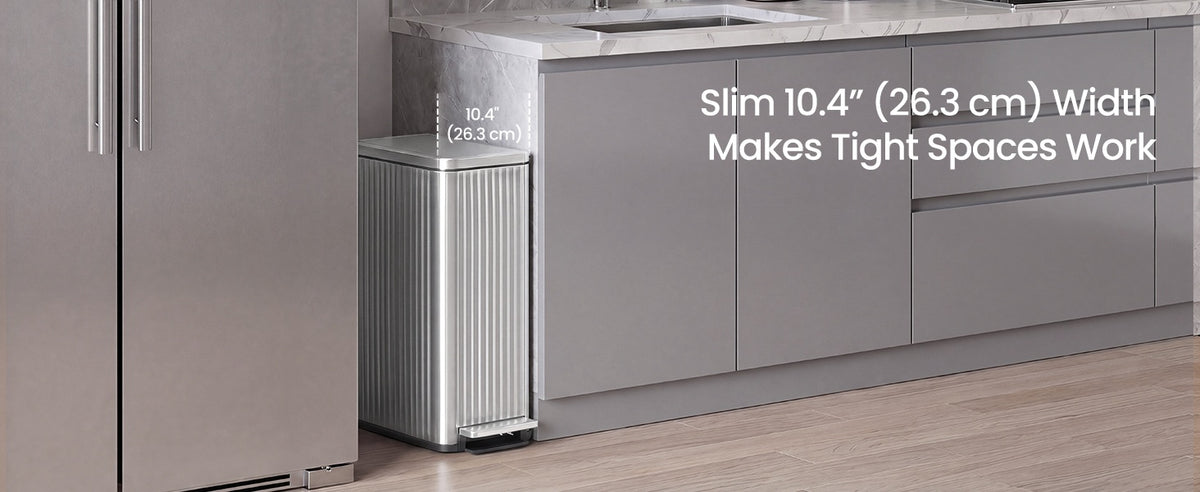 Slim Stainless Steel Trash Can With Lid And Removable Inner Bucket - product photo 29