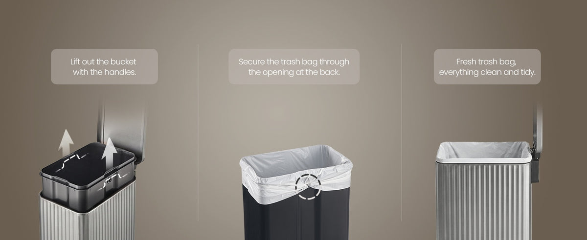 Slim Stainless Steel Trash Can With Lid And Removable Inner Bucket - product photo 30