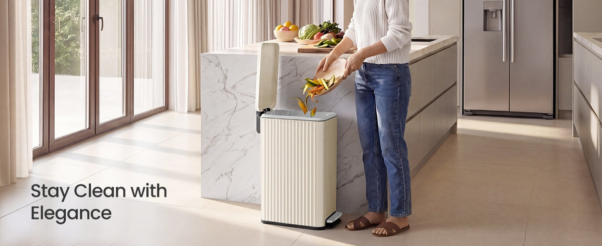 Slim Stainless Steel Trash Can With Lid And Removable Inner Bucket - product photo 33