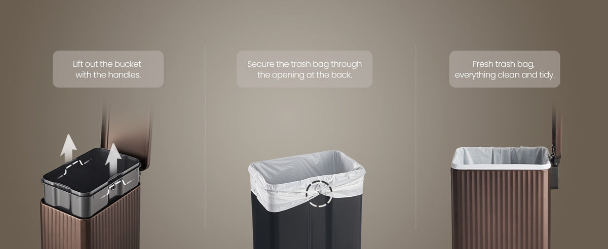 Slim Stainless Steel Trash Can With Lid And Removable Inner Bucket - product photo 43