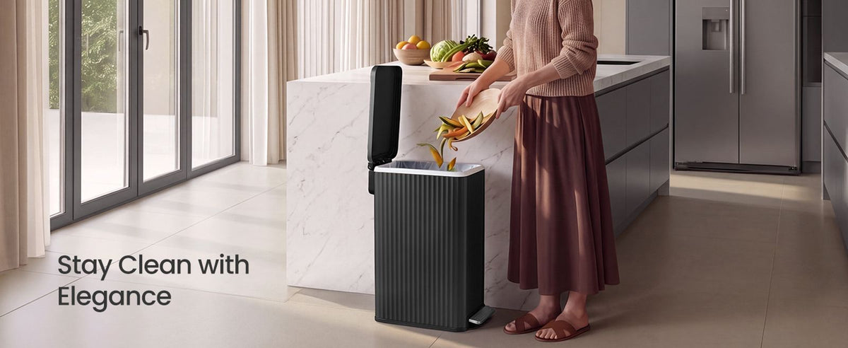 Slim Stainless Steel Trash Can With Lid For Kitchen - product photo 10