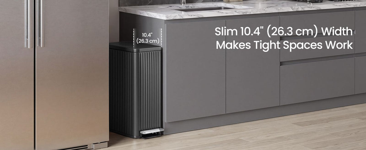 Slim Stainless Steel Trash Can With Lid For Kitchen - product photo 14
