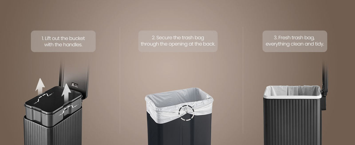 Slim Stainless Steel Trash Can With Lid For Kitchen - product photo 15