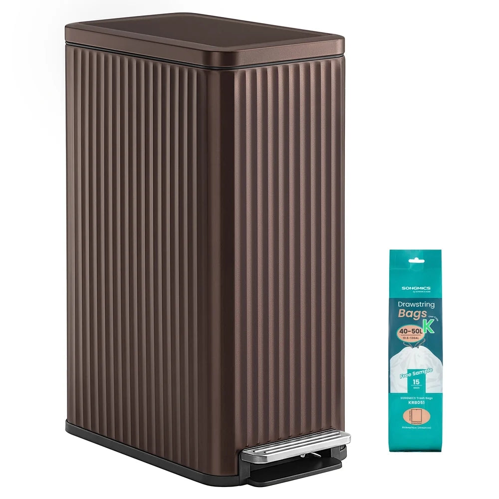 Slim Stainless Steel Trash Can With Lid For Kitchen - ULTB350MZ01