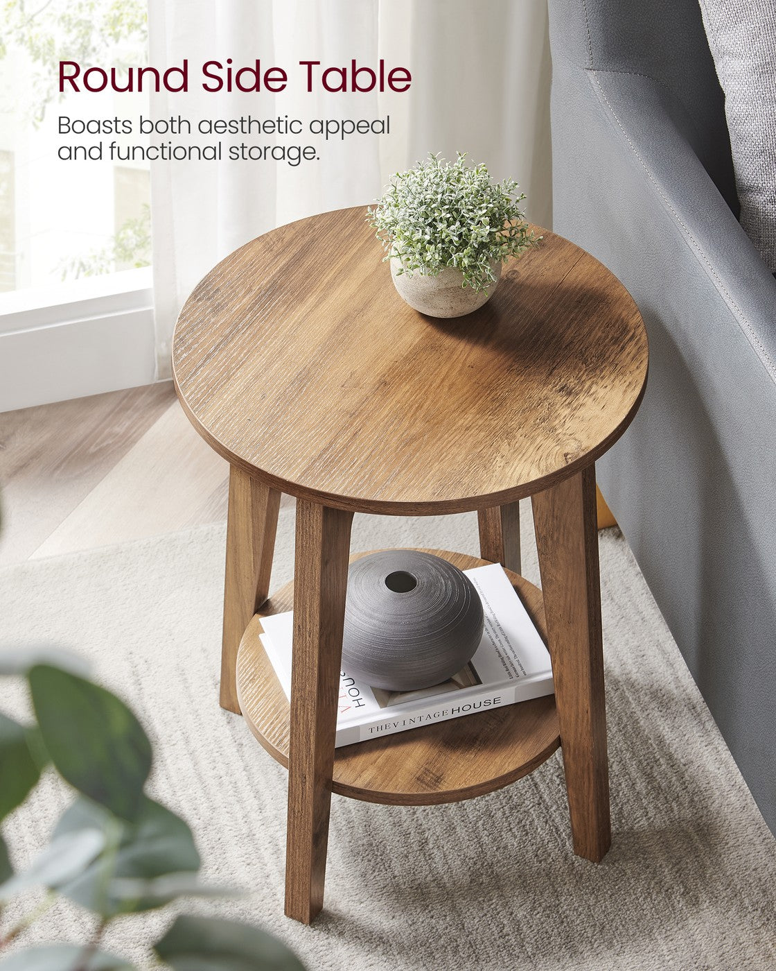 Small Round End Table With Lower Shelf - product photo 16