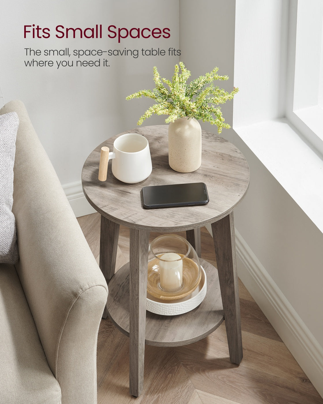 Small Round End Table With Lower Shelf - product photo 28