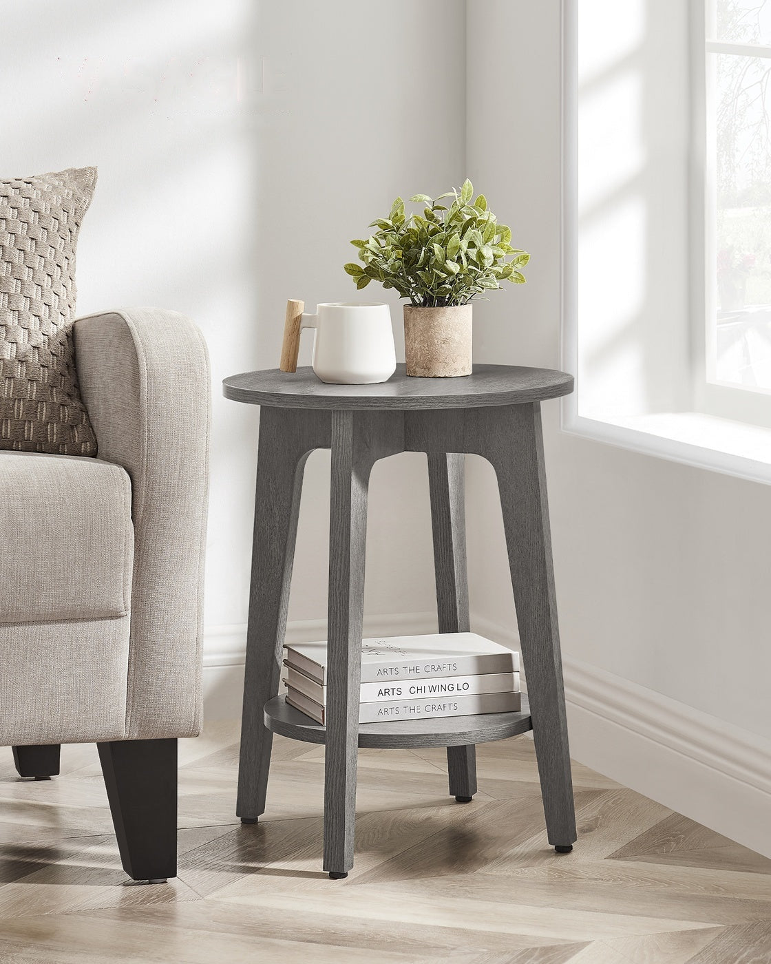 Small Round End Table With Lower Shelf - product photo 31