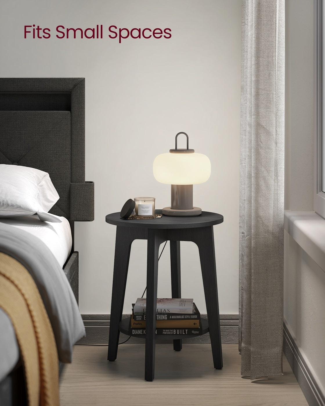 Small Round End Table With Lower Shelf - product photo 52