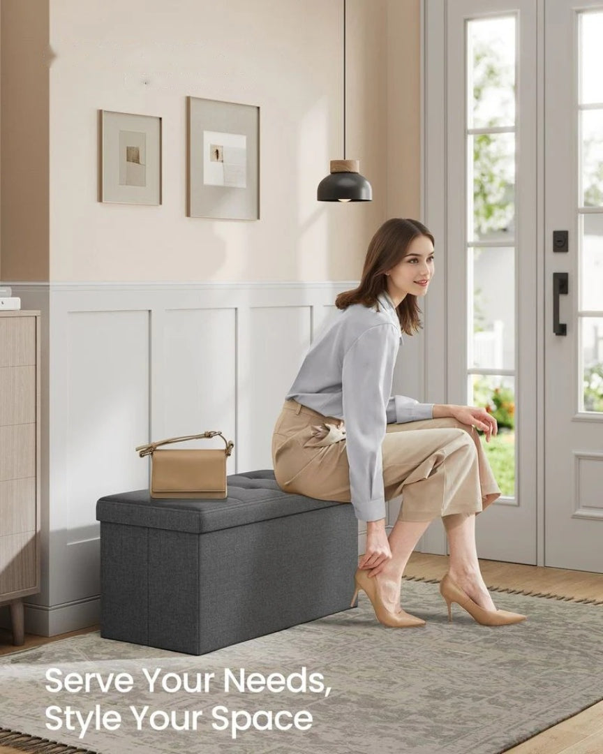 30 Inch Folding Storage Ottoman Bench With Lid & Storage Organizer – product view 5 | Ridgefield Furniture