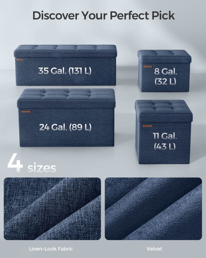 30 Inch Folding Storage Ottoman Bench With Lid & Storage Organizer – product view 12 | Ridgefield Furniture