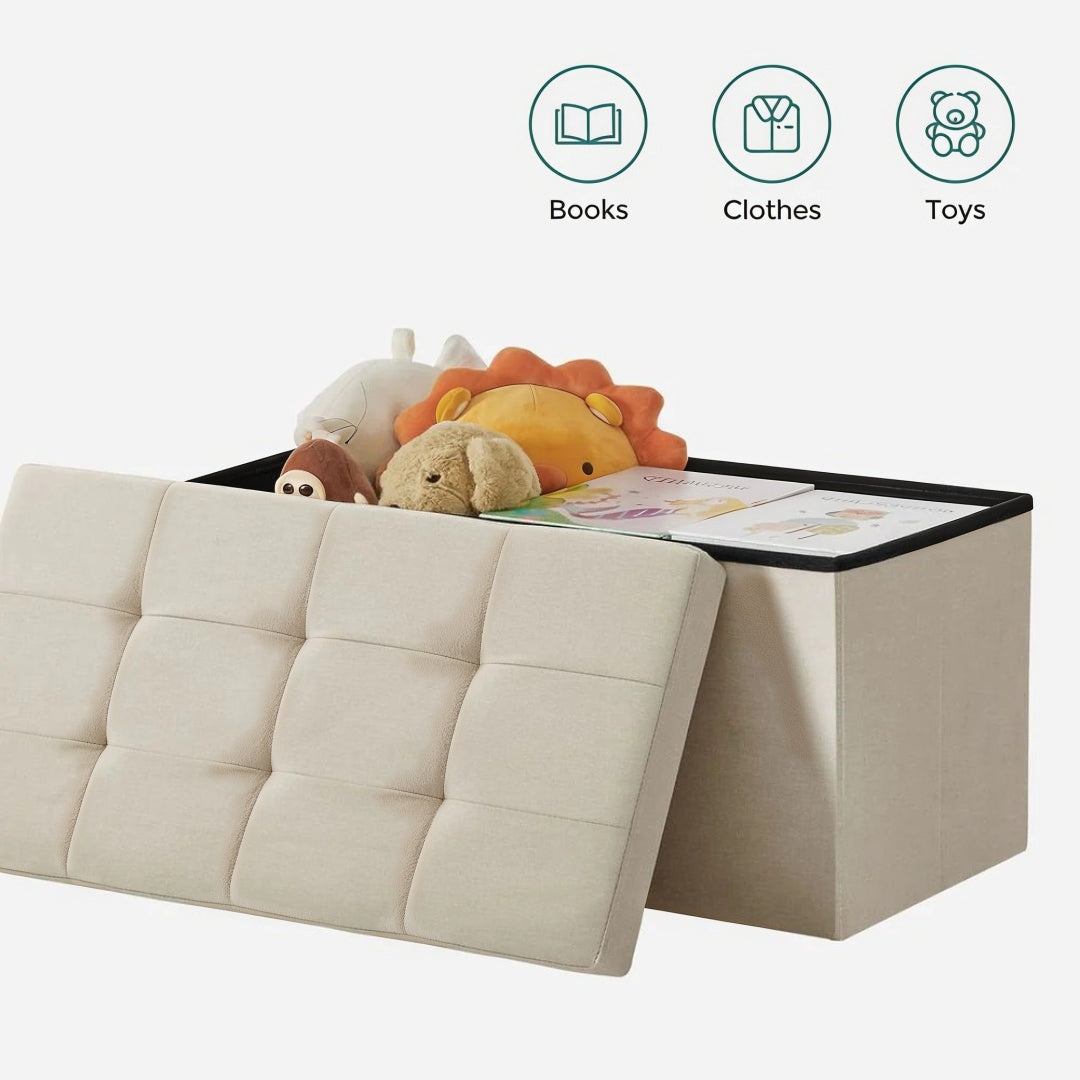 30 Inch Folding Storage Ottoman Bench With Lid & Storage Organizer – product view 13 | Ridgefield Furniture