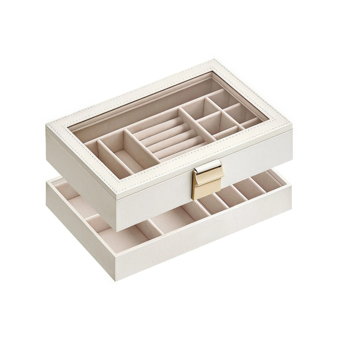 Stackable Jewelry Organizer Trays With Glass Lid 2 To 6 Tier – product view 1 | Ridgefield Furniture