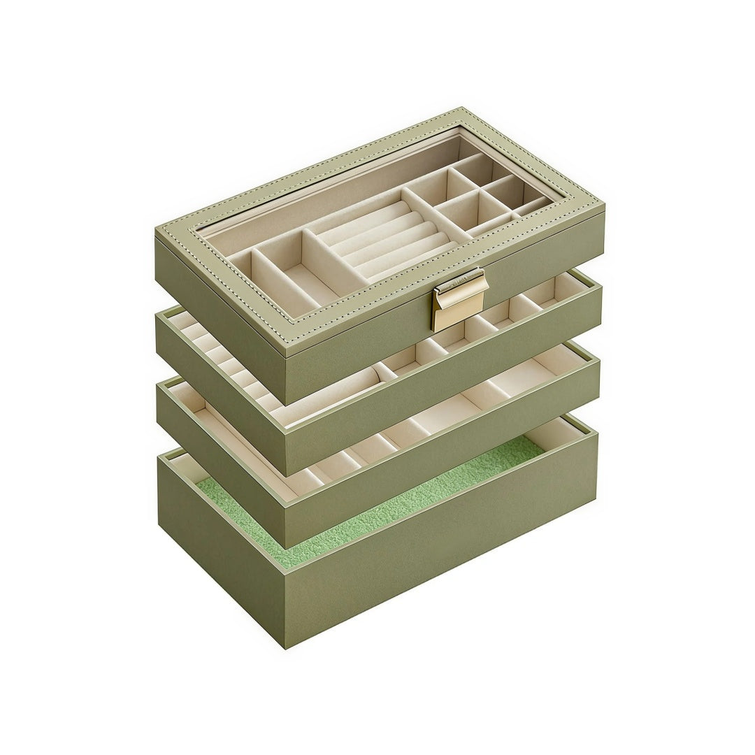 Stackable Jewelry Organizer Trays With Glass Lid 2 To 6 Tier – product view 3 | Ridgefield Furniture