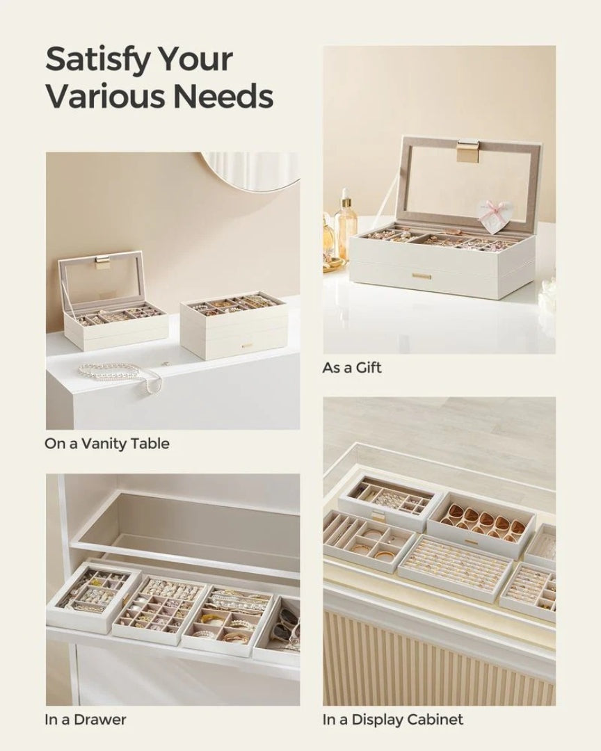 Stackable Jewelry Organizer Trays With Glass Lid 2 To 6 Tier – product view 14 | Ridgefield Furniture
