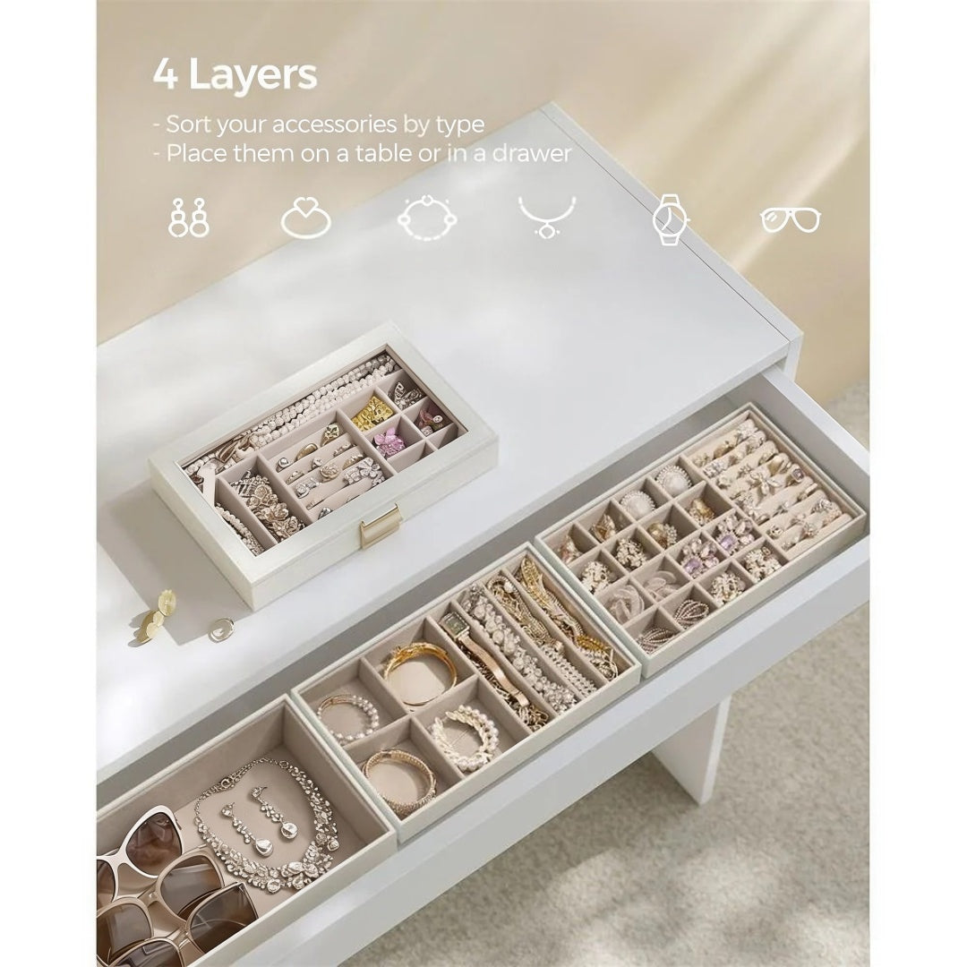 Stackable Jewelry Organizer Trays With Glass Lid 2 To 6 Tier – product view 15 | Ridgefield Furniture