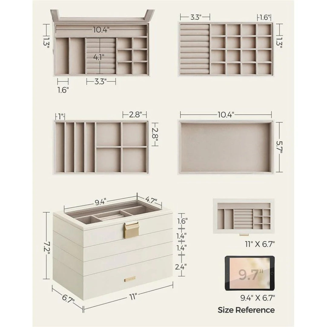 Stackable Jewelry Organizer Trays With Glass Lid 2 To 6 Tier – product view 18 | Ridgefield Furniture