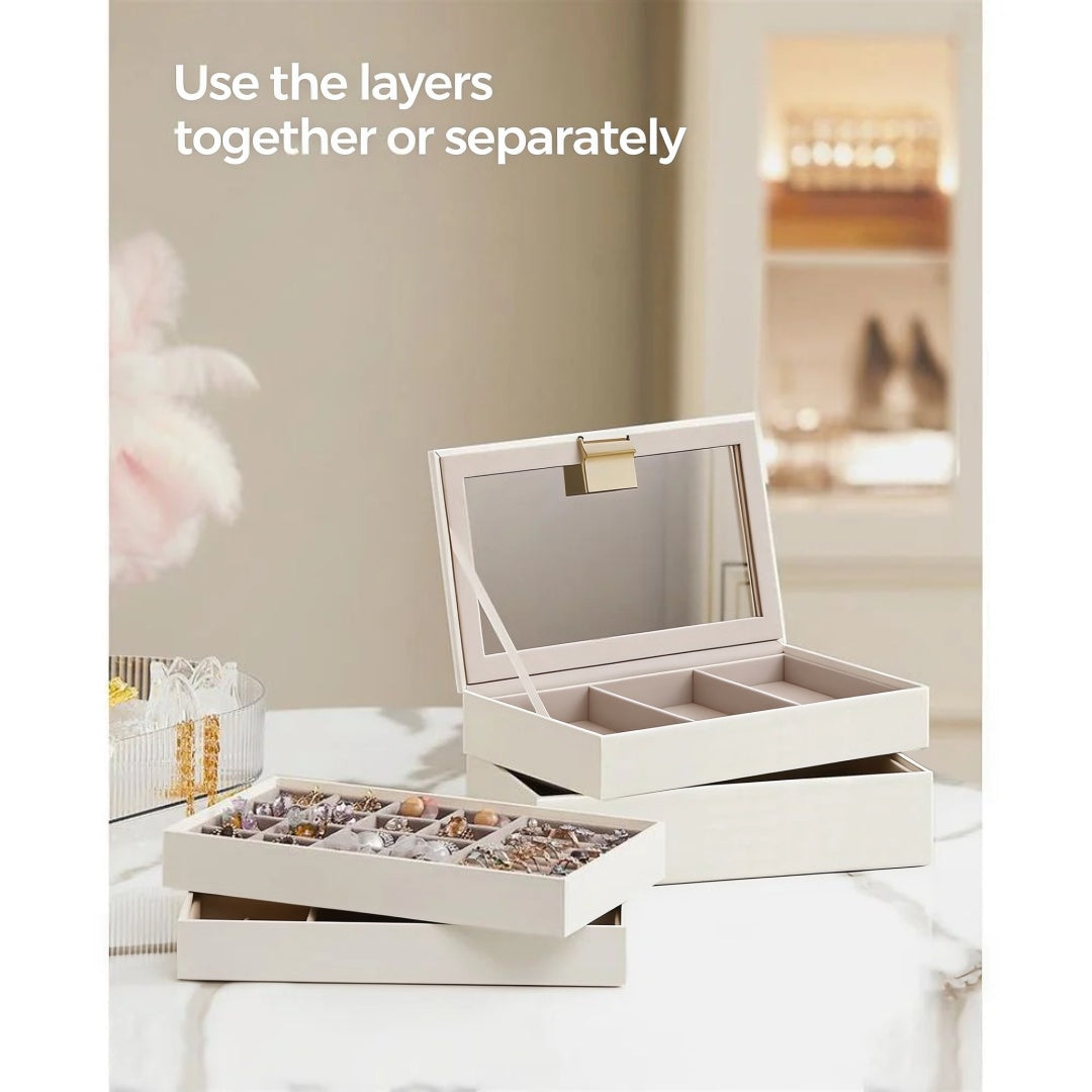 Stackable Jewelry Organizer Trays With Glass Lid 2 To 6 Tier – product view 19 | Ridgefield Furniture