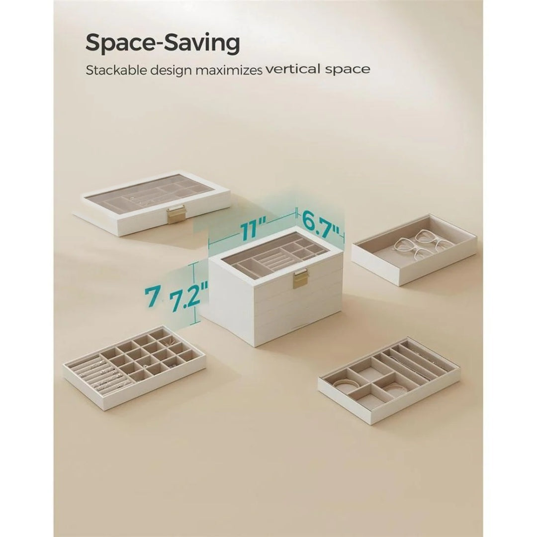 Stackable Jewelry Organizer Trays With Glass Lid 2 To 6 Tier – product view 20 | Ridgefield Furniture