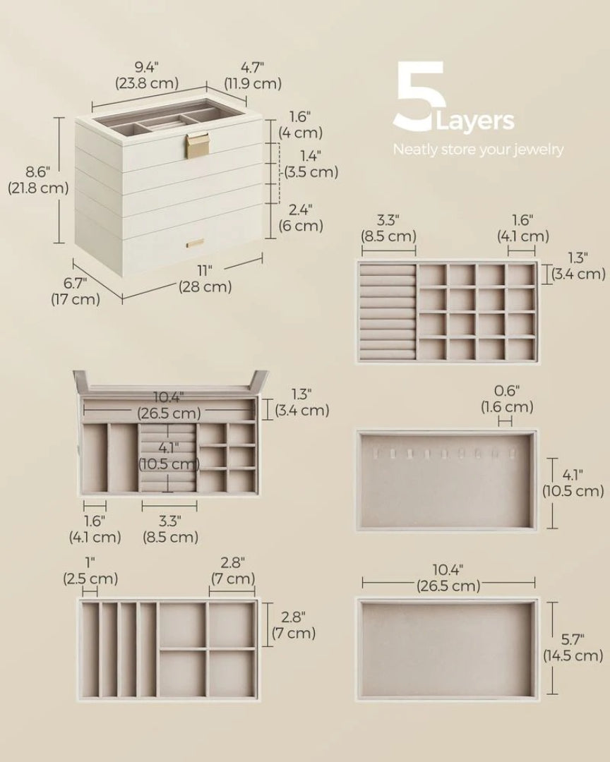 Stackable Jewelry Organizer Trays With Glass Lid 2 To 6 Tier – product view 22 | Ridgefield Furniture