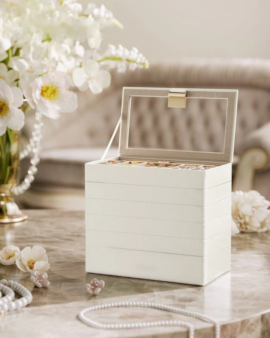 Stackable Jewelry Organizer Trays With Glass Lid 2 To 6 Tier – product view 23 | Ridgefield Furniture