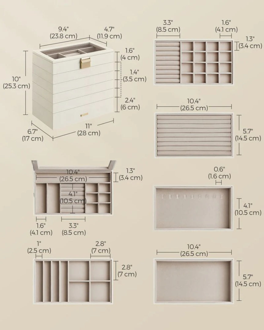 Stackable Jewelry Organizer Trays With Glass Lid 2 To 6 Tier – product view 24 | Ridgefield Furniture